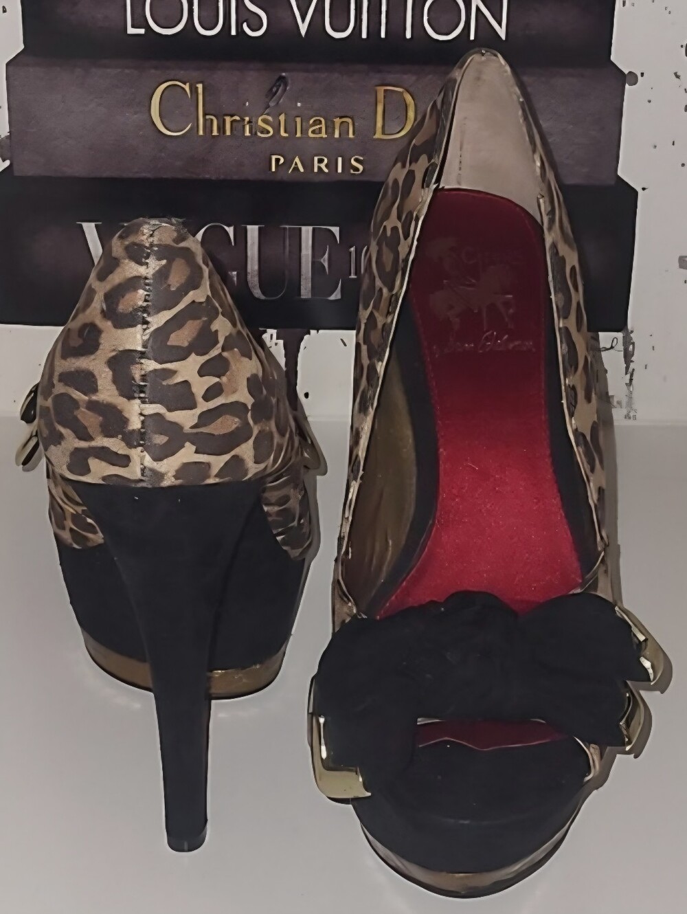Circus by Sam Edelman Leigh platform heels, sz 7.5 gold detail, black bow